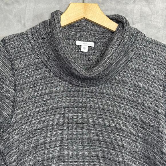 J. Jill Sweater Womens Large Black White Marled Cowl Neck Ruched Pull String - Picture 3 of 11